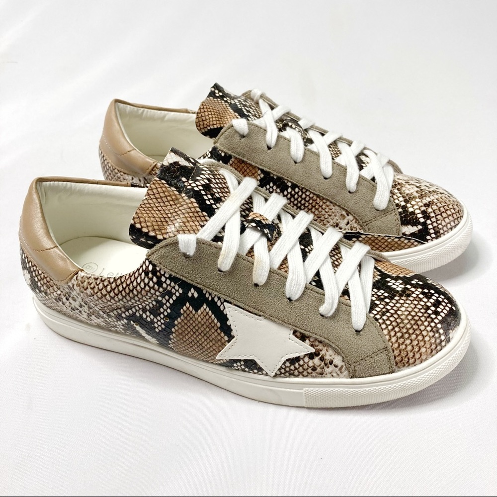 Snakeskin Star Fashion Sneakers Let’s See Style Size 9 - Picture 4 of 9